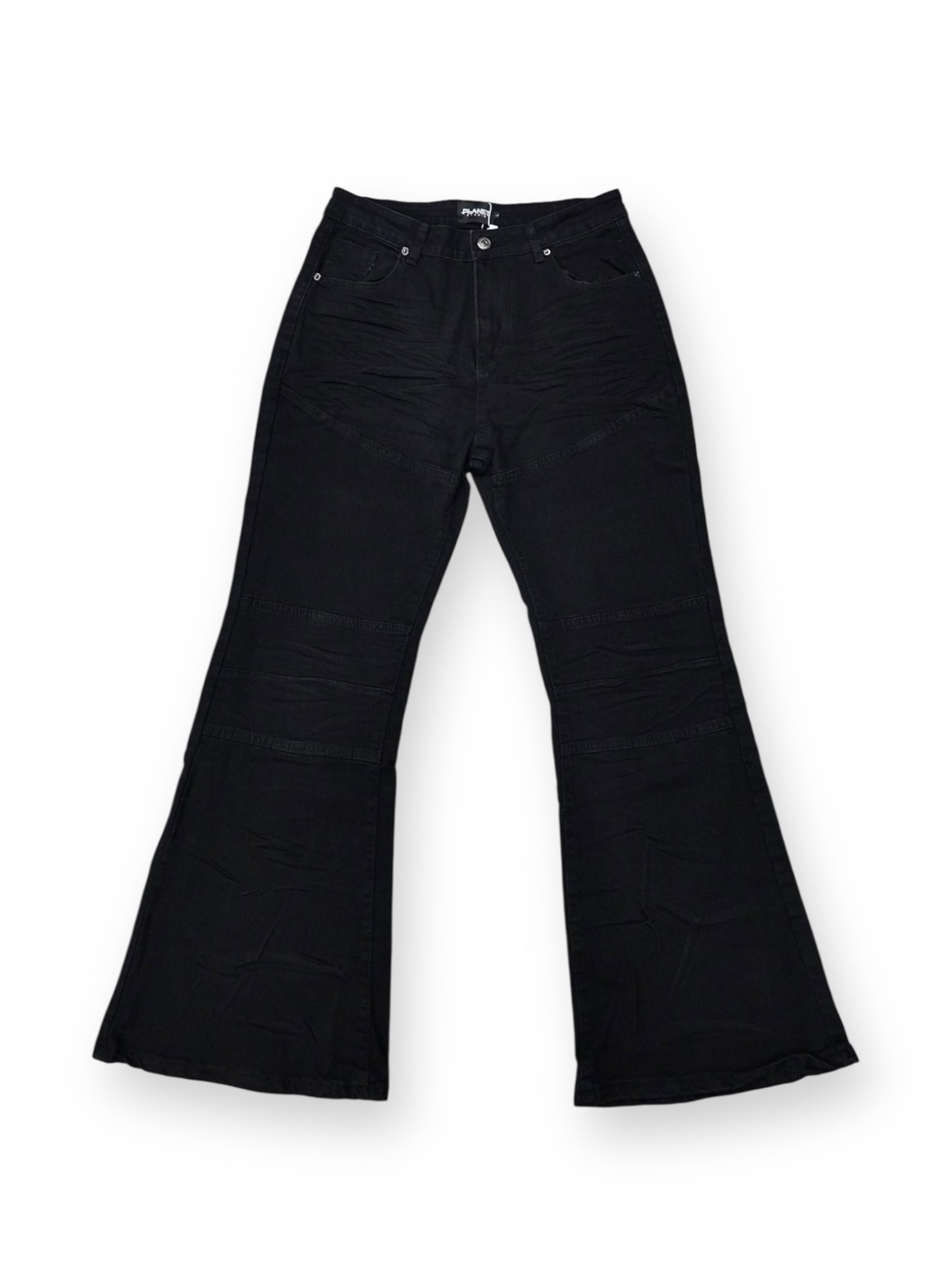 【PLANET STUDIO】Wrinkle Switching Flare Denim Pants