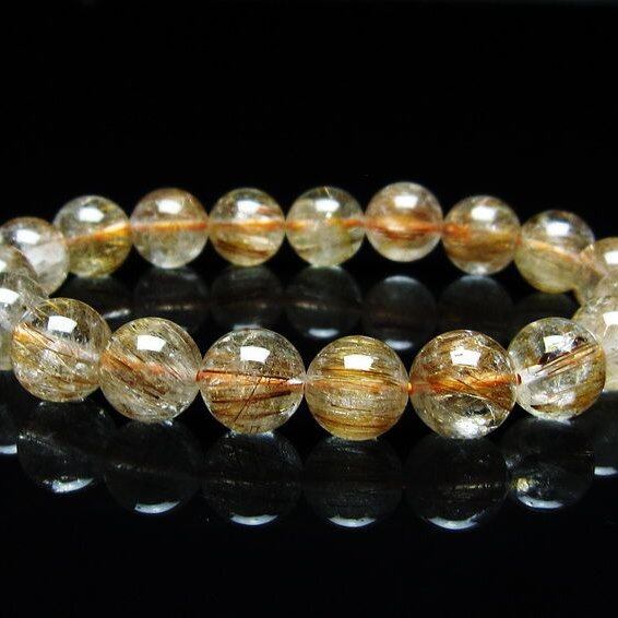 キャッツアイルチルクォーツ ブレスレット 11mm ルチルクォーツ ブレス 一点物 メール便可 [M便 1/10] 111-45866