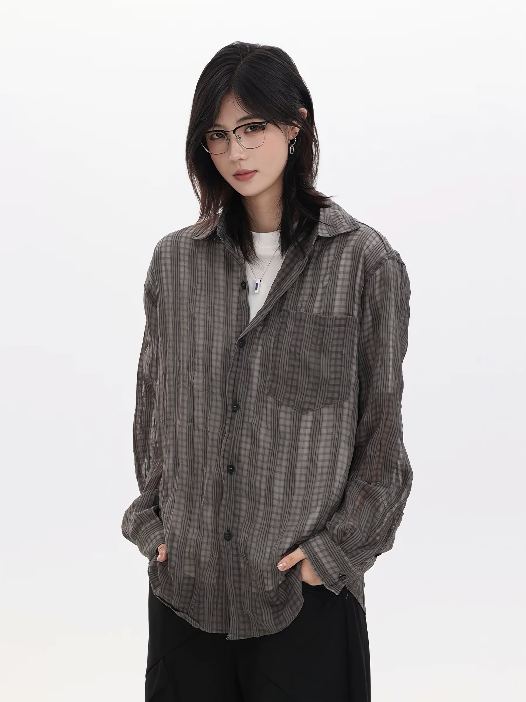 シアーチェックルーズシャツ / Sheer Check Loose Shirt