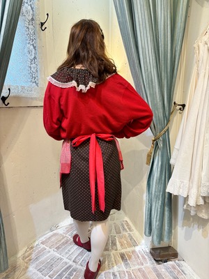 vintage red gingham red embroidery apron