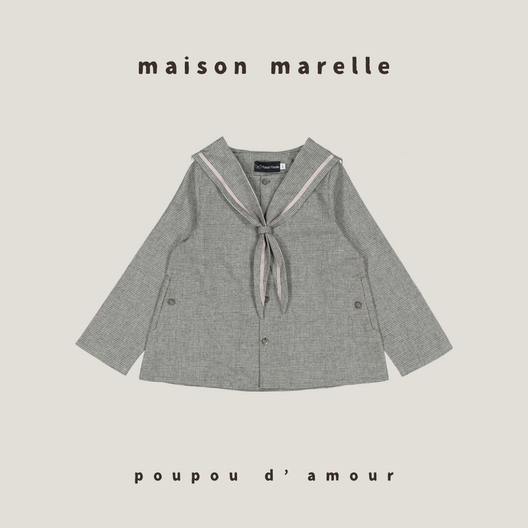 12M~5Y 送料無料【予約】maison marelle|Blouse CHAPTAL - grey houndstooth (11月上旬以降入荷予定)