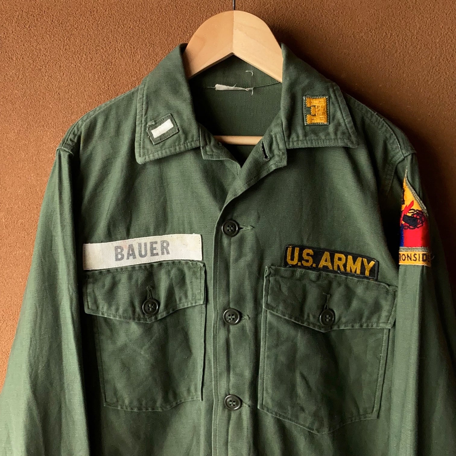 60's~70's U.S.ARMY ファティーグシャツ ワッペン付き 第一機甲 60's~70's U.S.ARMY ファティーグシャツ ワッペン付き 第一機甲