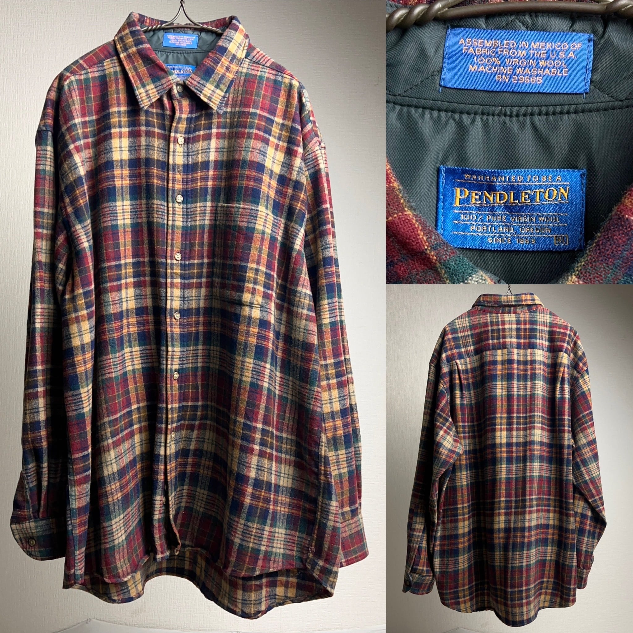 【usa製、オンブレチェック、ウールシャツ◎】PENDLETON長袖XL