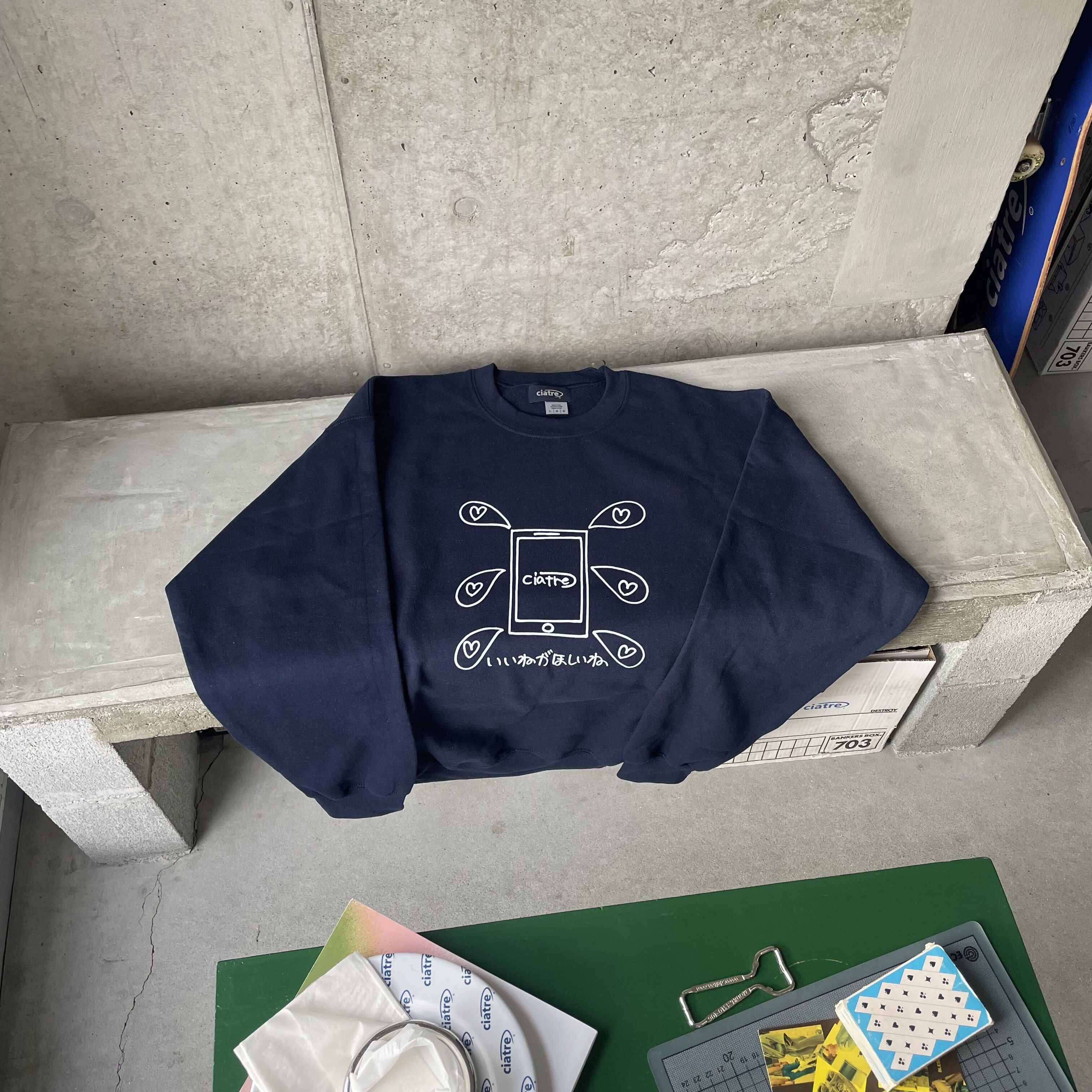 ciatre × kenkagami いいねがほしいね sweat top NVY | 2025 ciatre