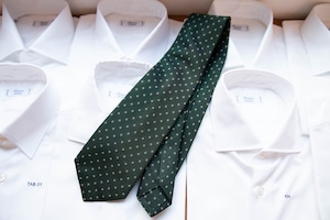 1005-19  Grenadine tie Five Folds Green × White