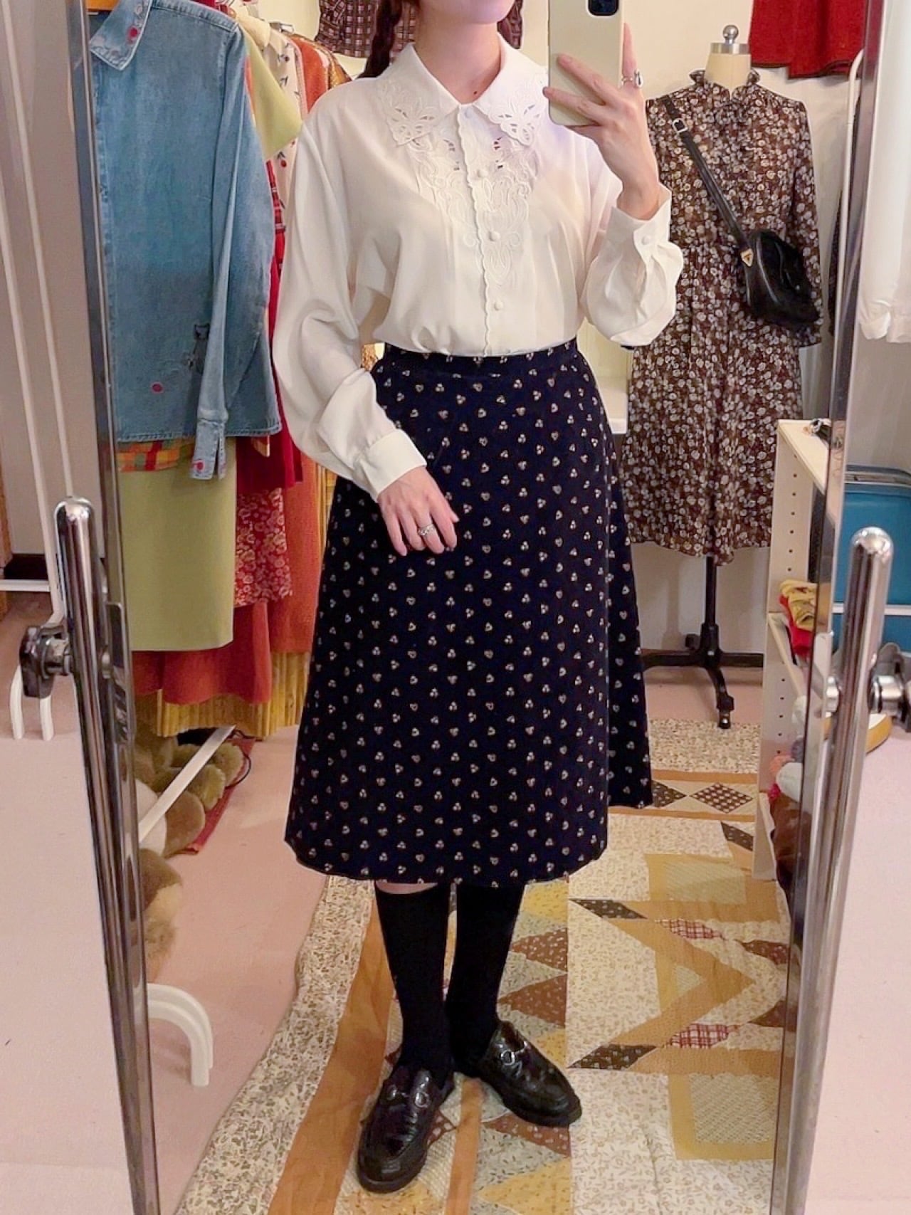 laura ashley / flower corduroy skirt