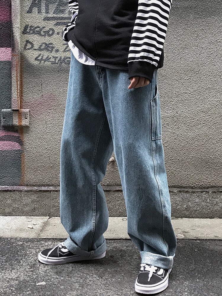 全1色 デニム パンツ ストレート カジュアル 無地 おしゃれ