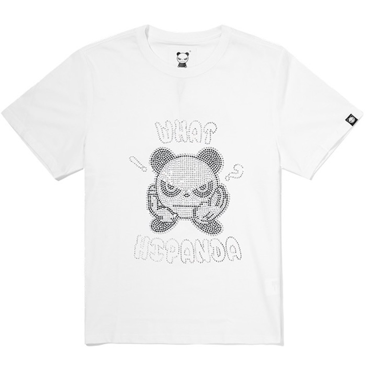 送料無料 【HIPANDA ハイパンダ】レディース Tシャツ WOMEN’S WHAT'S HIPANDA RHINESTONE T-SHIRT / WHITE・BLACK