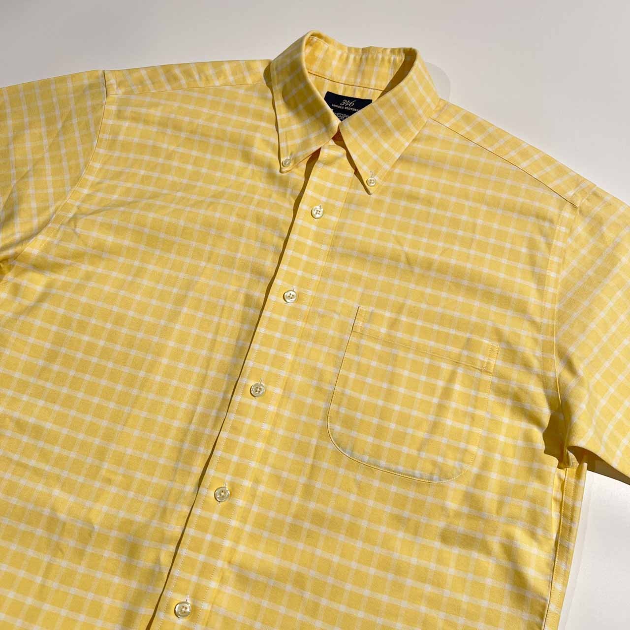 Brooks Brothers ブルックスブラザーズ チェック柄 BD 半袖シャツ サイズ S /メンズ/イエロー/ノンアイロン