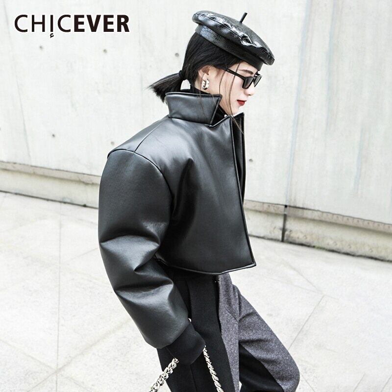CHICEVERヴィンテージPUレザーレディースジャケットラペルカラー長袖厚手のショートコート2020秋の服 ロング オータム 秋物 ビンテージ 6base546477818975