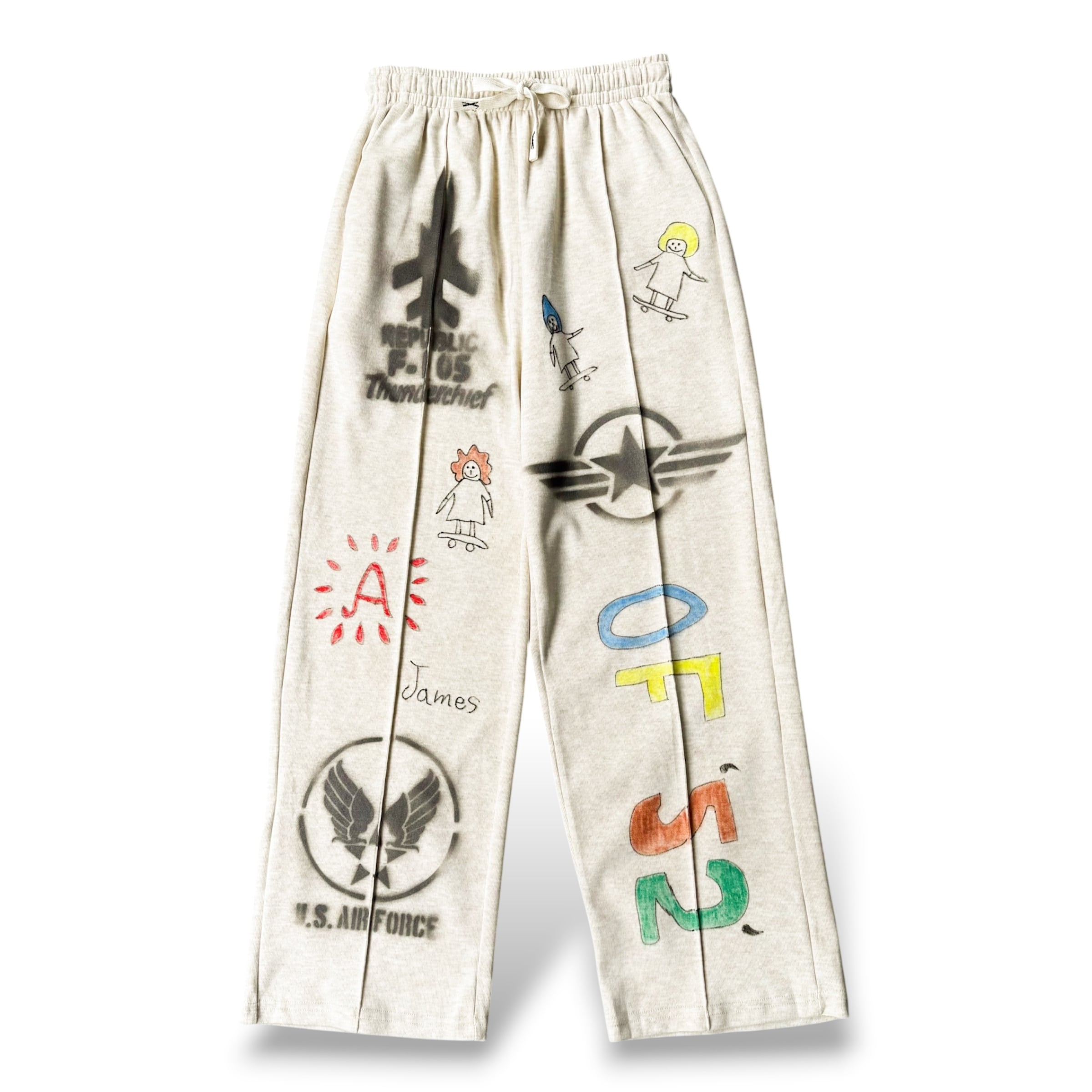 HAND PAINTED ART STENCIL MEMORIAL SWEAT PANTS / ハンド ペイント