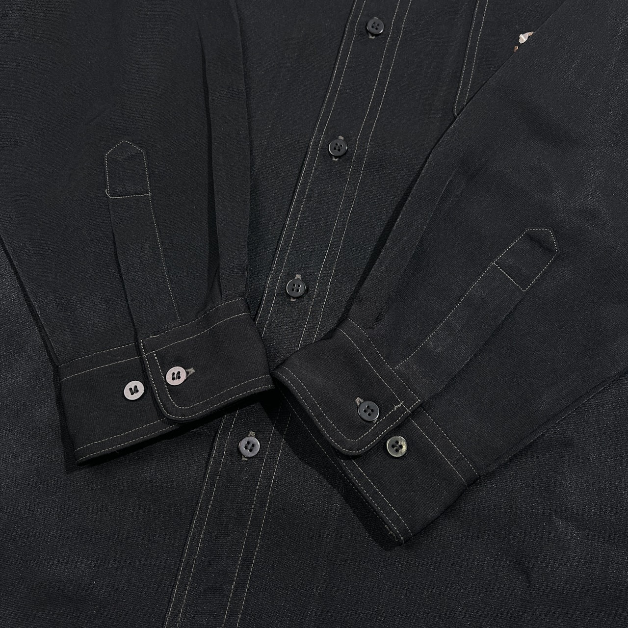 Design shirt ゴルフ ホールインワン キャラ刺繍 長袖シャツ サイズ M /メンズ ブラック 日本製 紳士 レトロ オールド ビンテージ