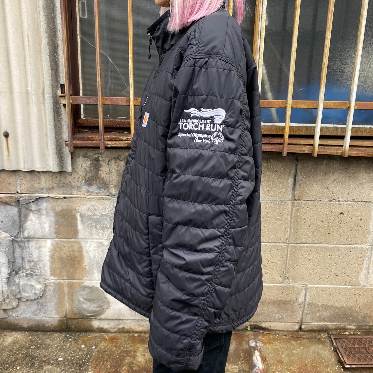Carhartt カーハート 中綿 ギリアムジャケット メンズL ロゴ刺繍 古着 