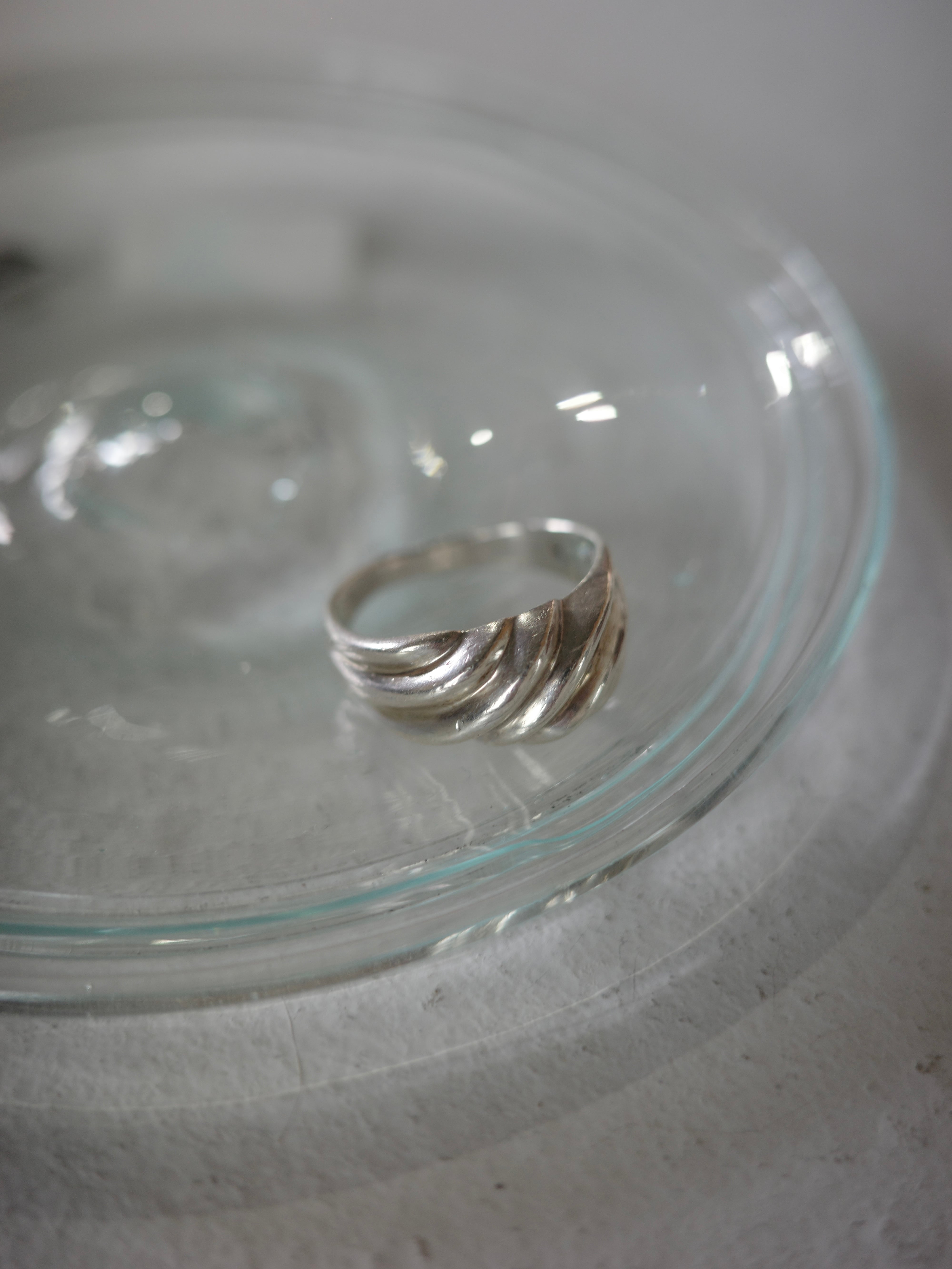 <vintage silver925>design ribbed ring