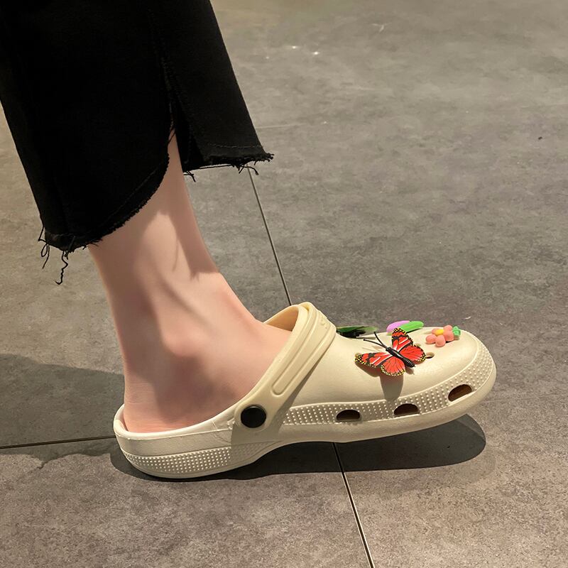 サマーFlowerデザイン Butterflyデザイン ミュール 靴 シューズ 大人ガーリー スウィート キュート カジュアル 夏物 フラワーデザイン 部族の婦人靴20198725078