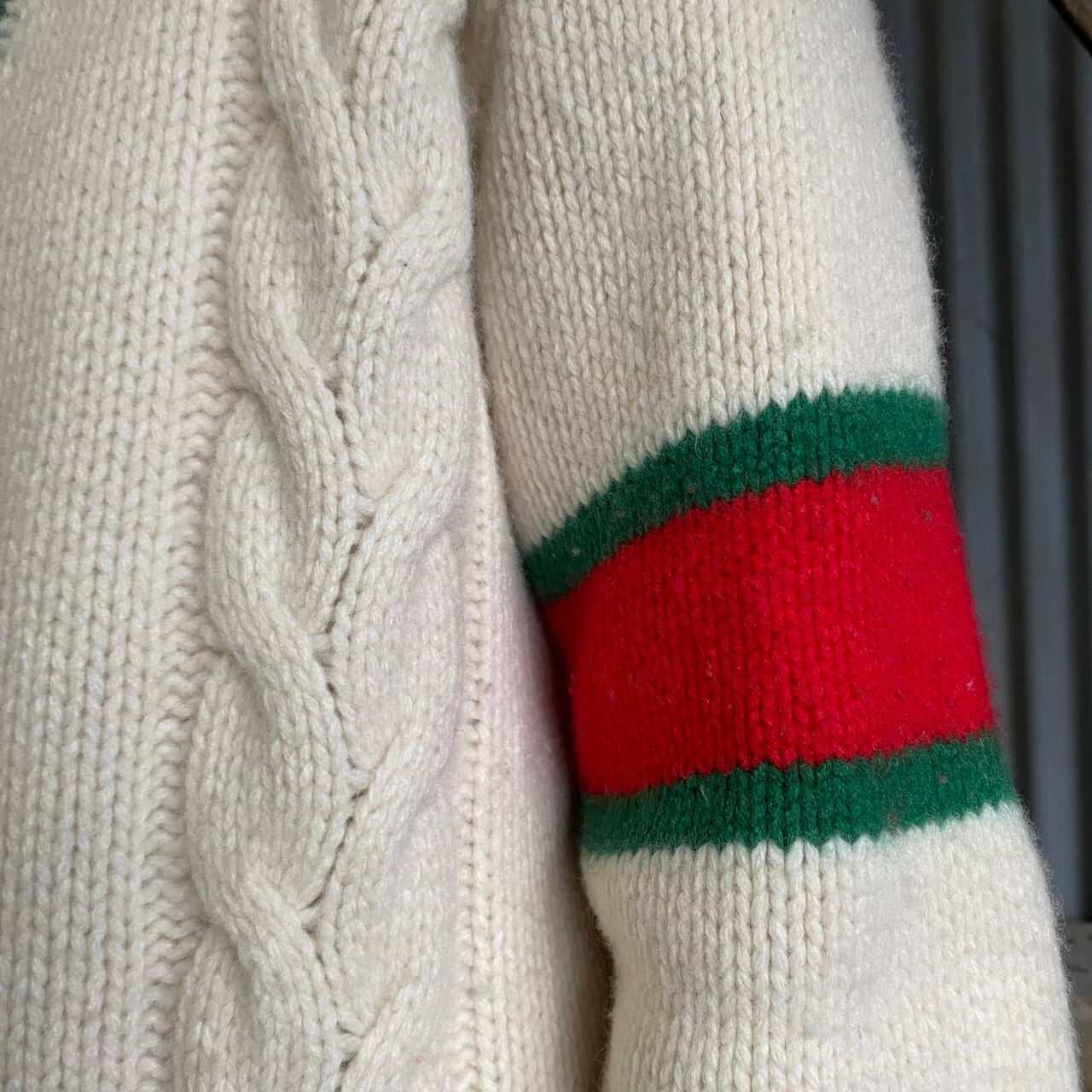 GUCCI ケーブルニット ウールニットカーディガン メンズM 古着 グッチ 