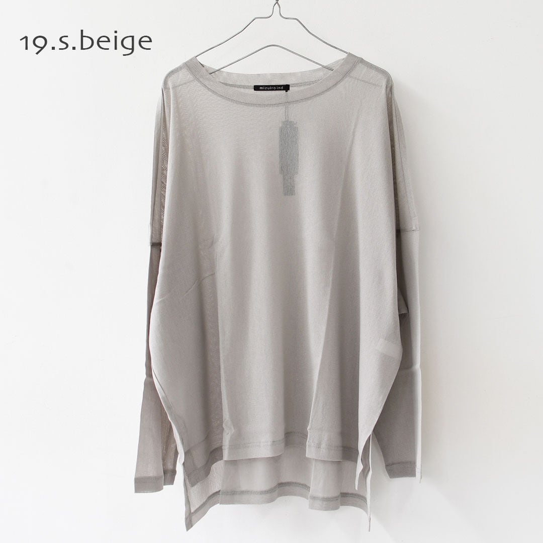 mizuiro ind [ミズイロ インド] mesh long sleeve wide T [1-210062