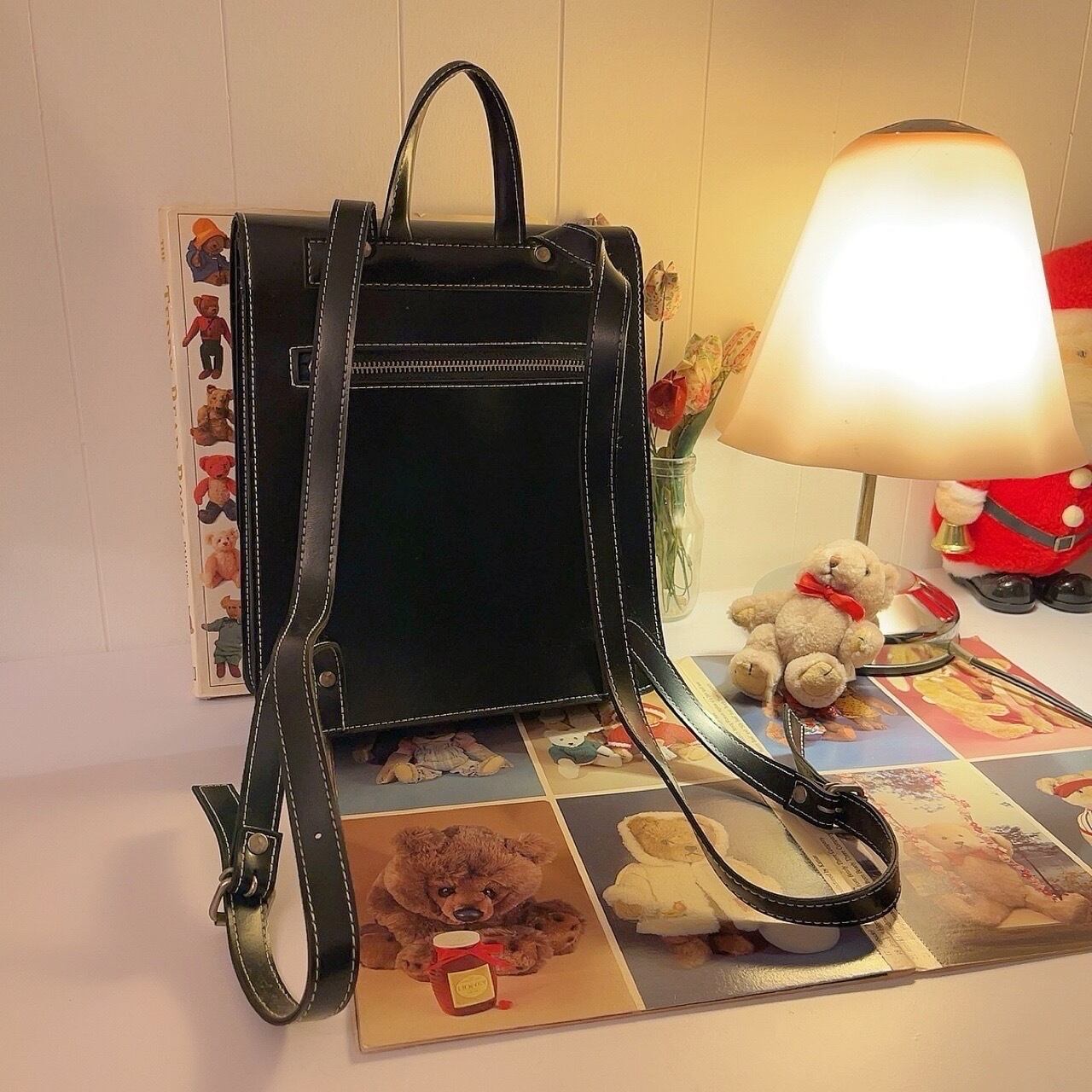 white stitch satchel bagpack