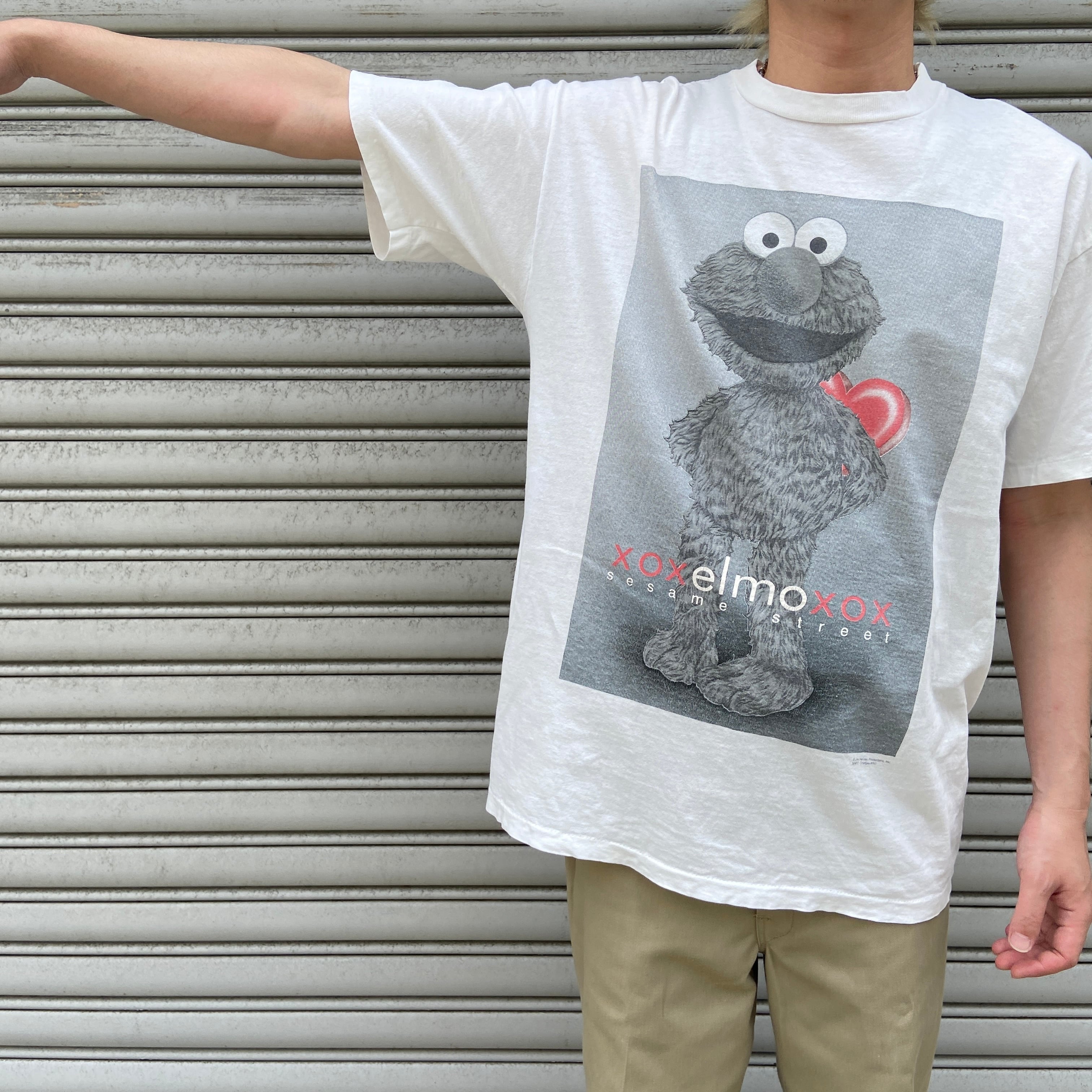 90s USA製 セサミストリート エルモ キャラクターt プリントt 白 90s USA製 セサミストリート エルモ キャラクターt プリントt 白