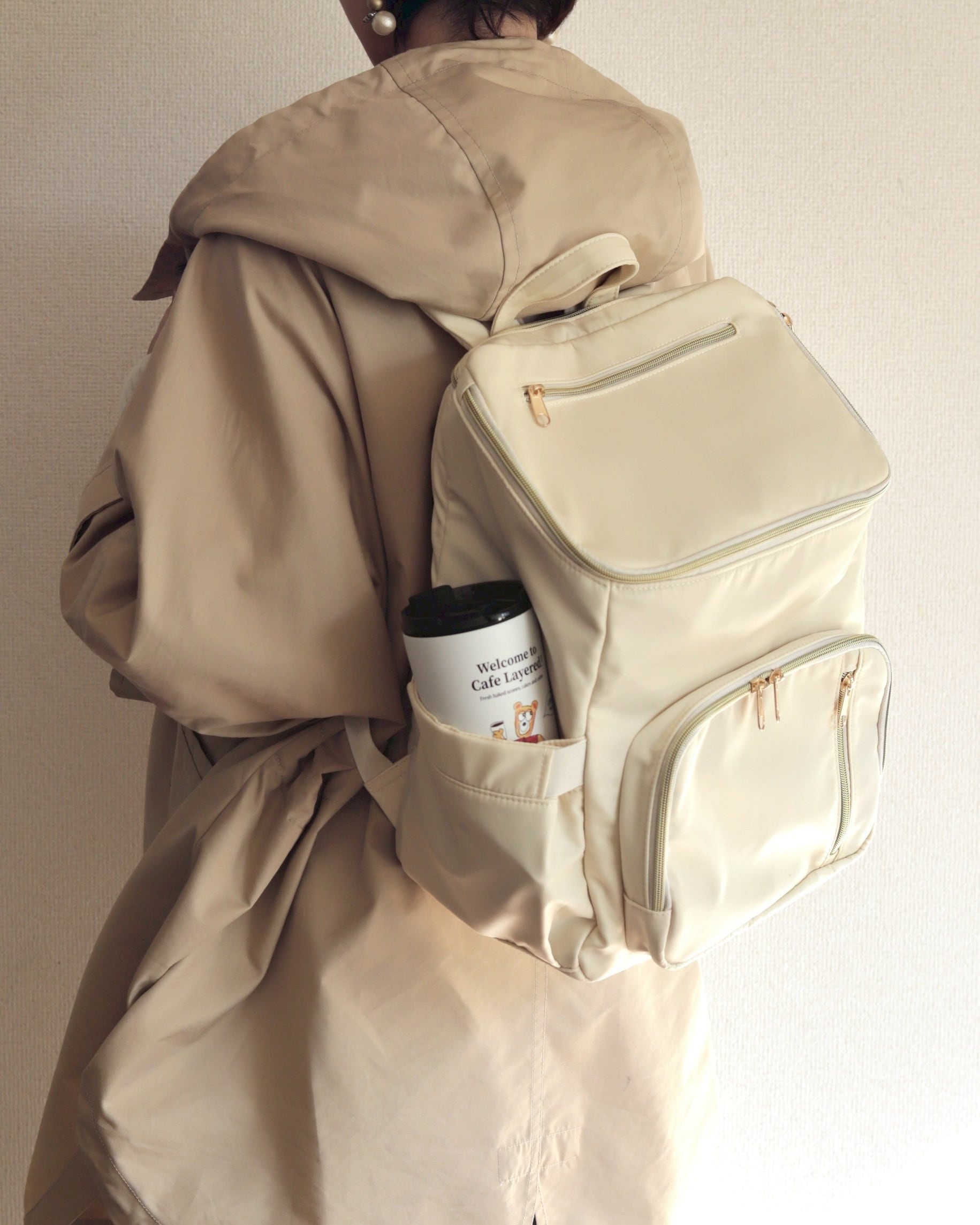 はあちゅうさん 二階建てリュック onthemove アイボリー 二階建てリュック（アイボリー/内側グレージュ） | onthemove