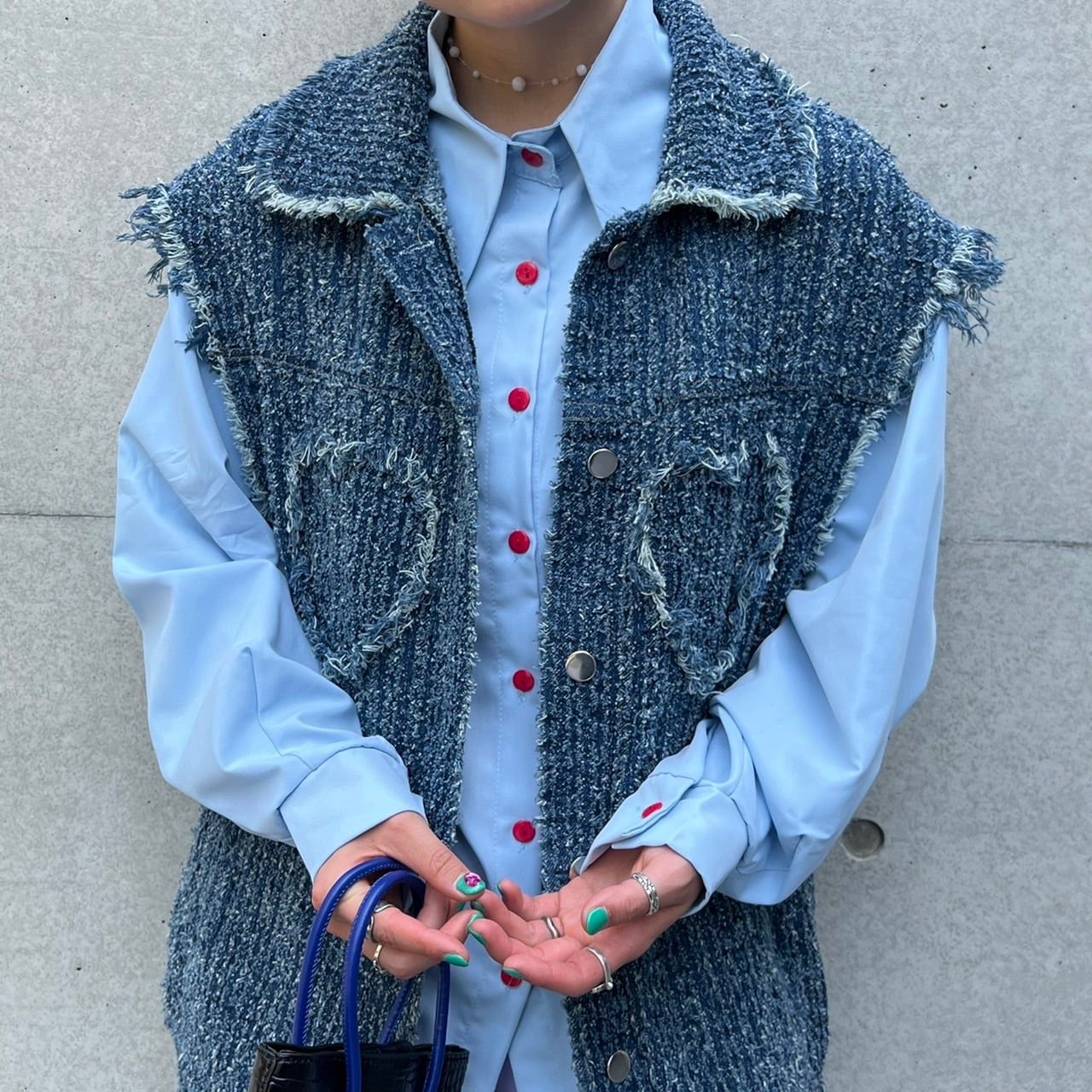 【SET ITEM】bi-color shirt × tweed jacket _SLN01135