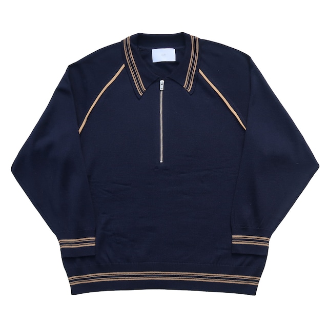 SUGARHILL 24SS ZIP-UP LINE KNIT POLO SHIRT (Navy&Beige)