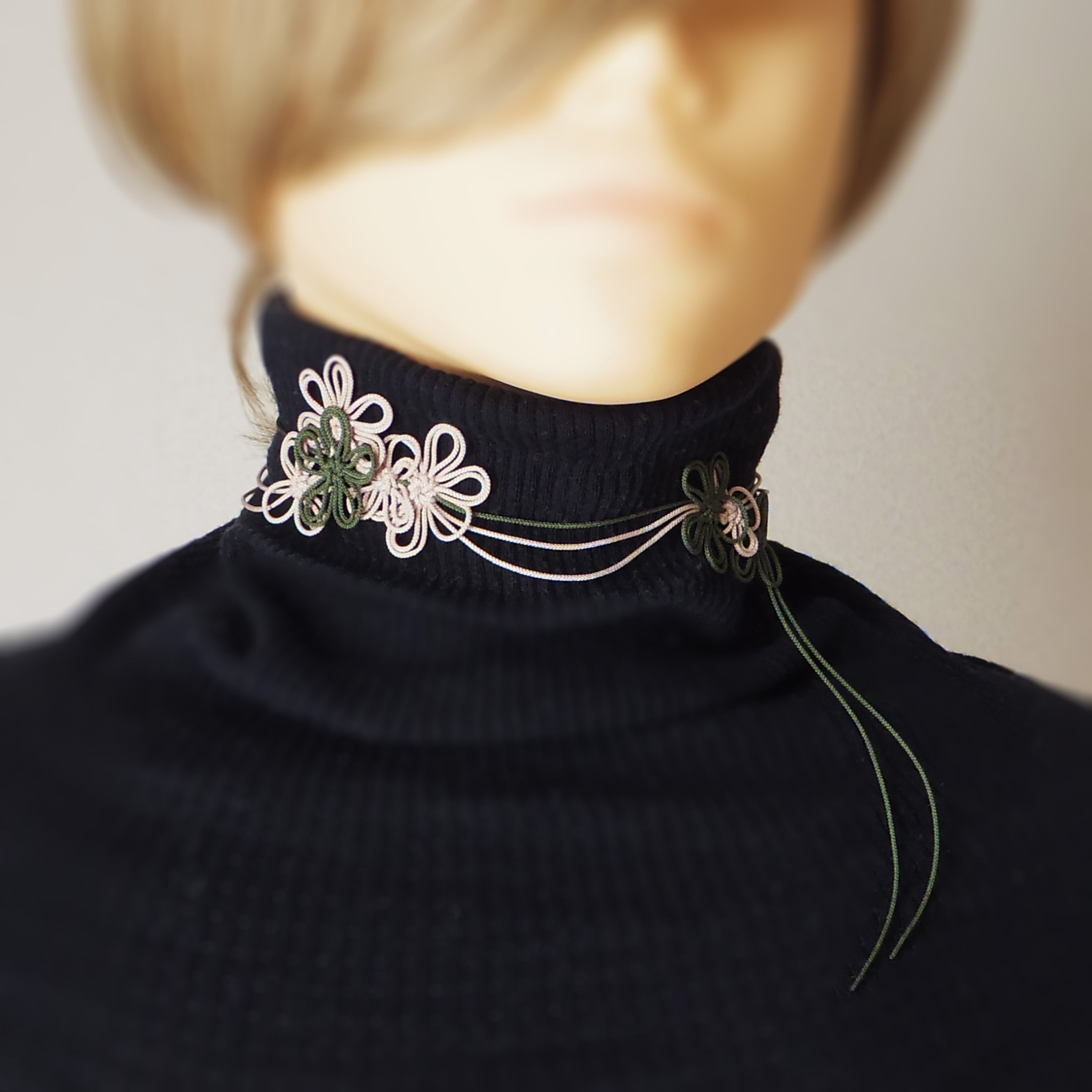 【新作】チョーカー「爛漫と萌」(深緑×薄茶)