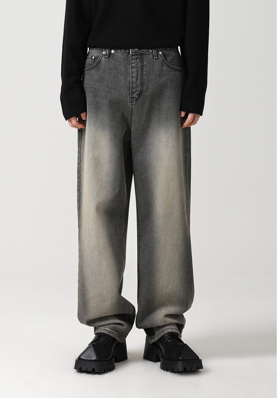AVANDRESS ♥Pinch Wide Denim Pants/追跡付 ☆NCT マーク 着用!!【AVAN DRESS】BUCKLE WIDE DENIM PANTS