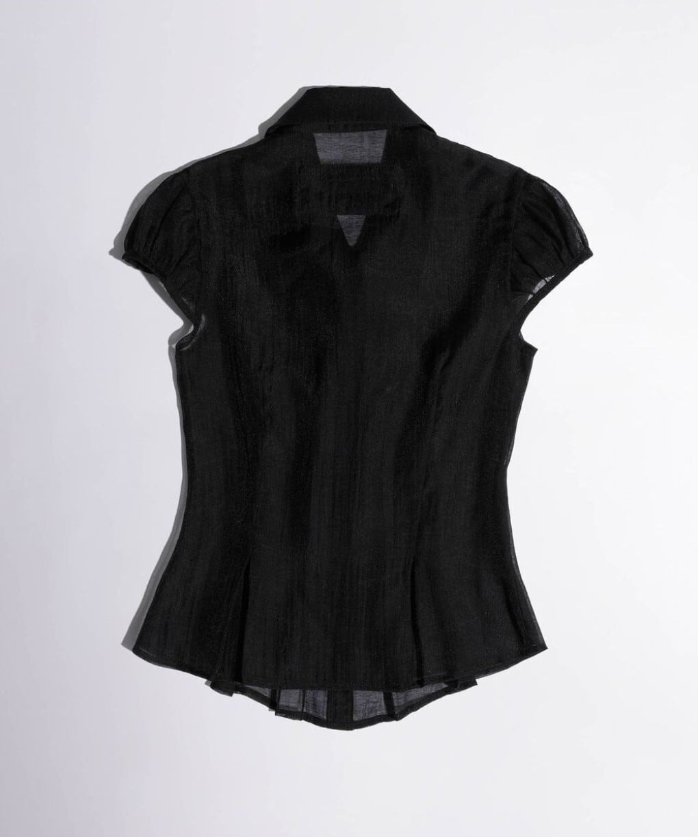 ☆BABYMONSTER アサ 着用！！【SCULPTOR】Sheer Pleated Hem Blouse