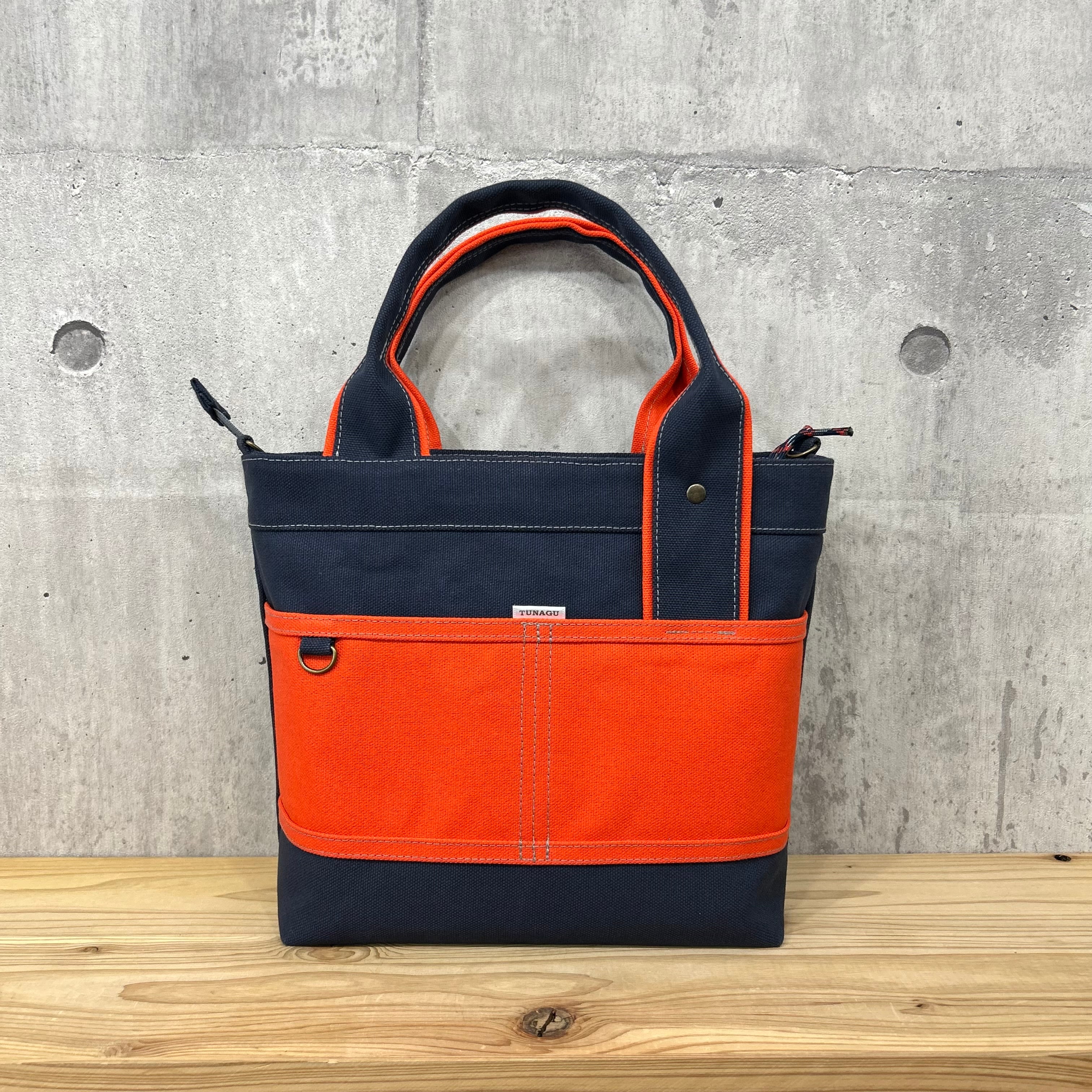 【ファスナーVer.】人気No.1.▽Bi Color Tote "M"【ディープオーシャン×スカーレット】