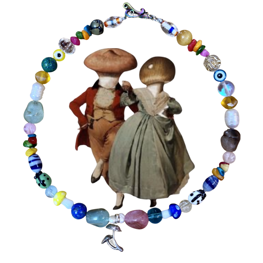 Mushroom Head Beads Necklace " Silver925 "