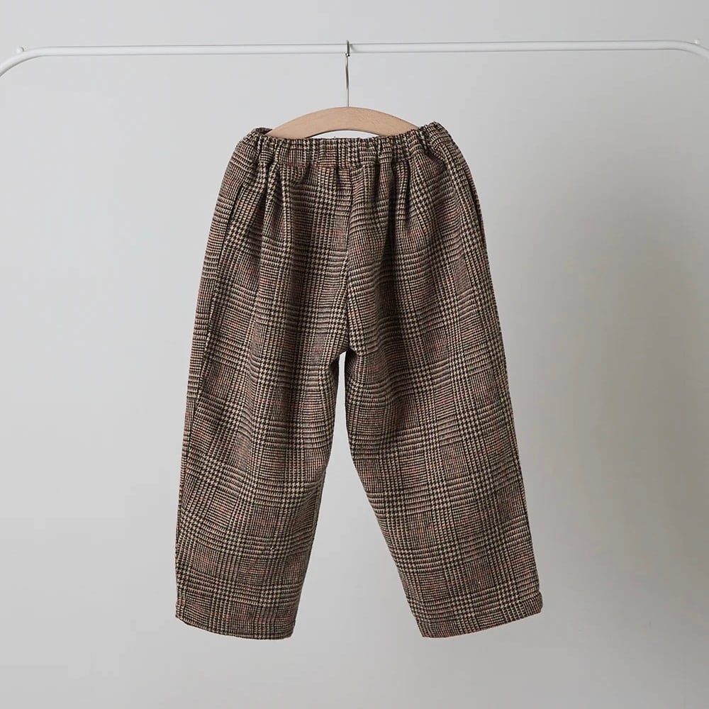rizière / チェック柄テーパードパンツ / BROWN / 90-130cm
