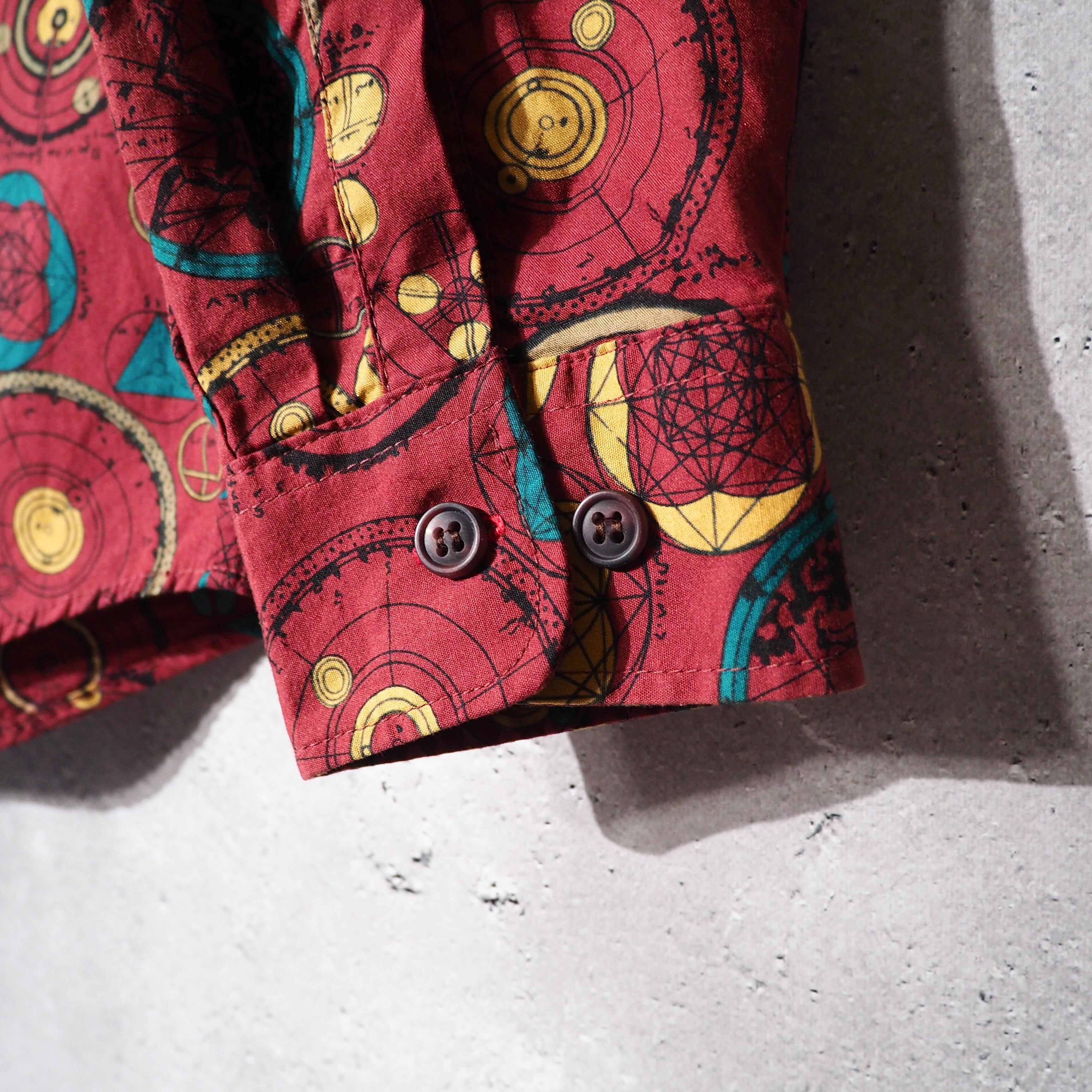 1990s Total shapes pattern Design vintage Loose shirt