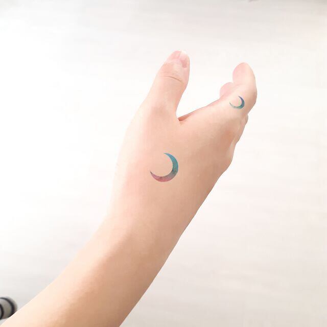 神秘的な月 Aqua Moon のタトゥーシール Acubi Drops