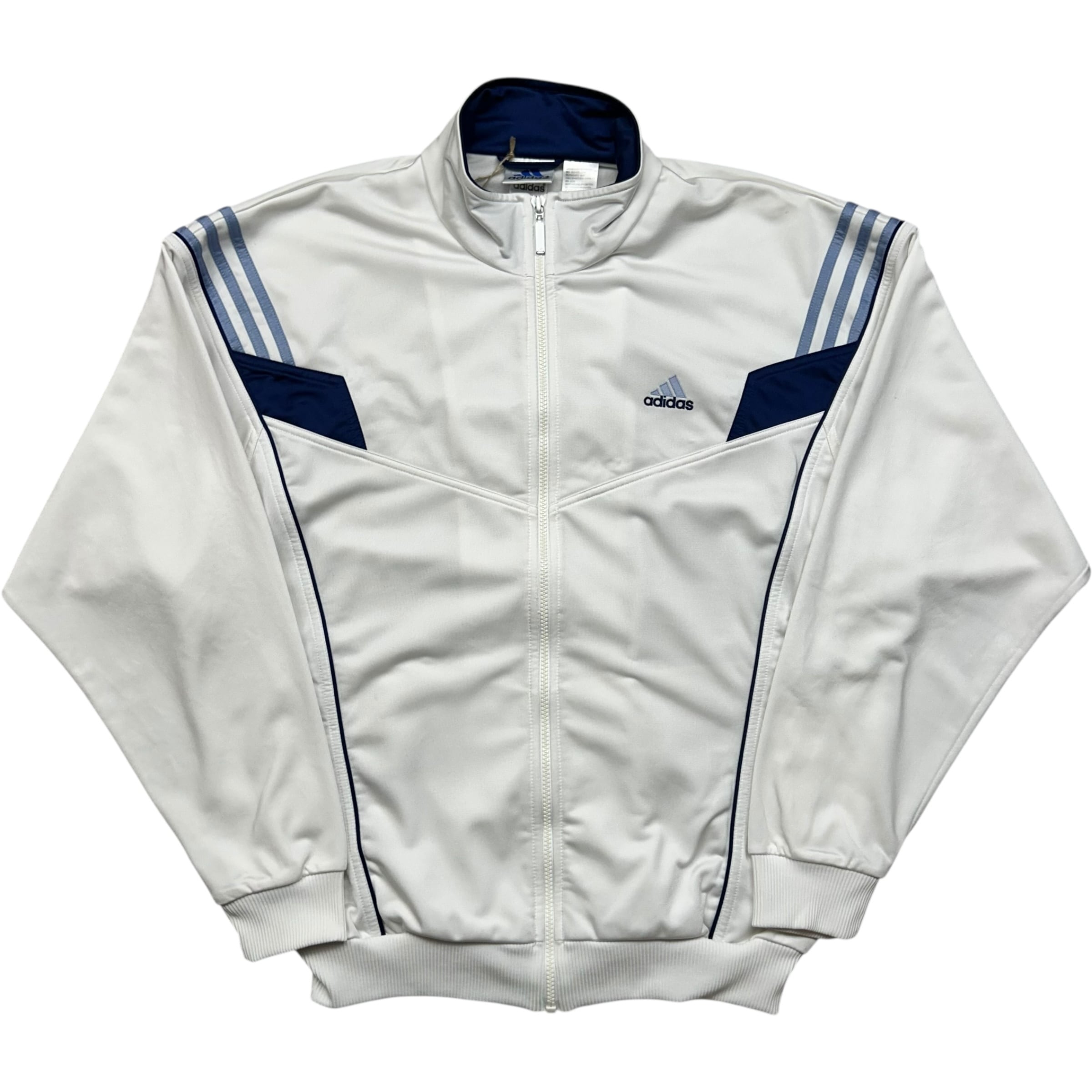 《XL》adidas アディダス トラックジャケット 刺繍ロゴ ホワイト 90年代 vintage no.9456