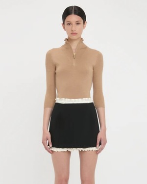 【Victoria Beckham】Ruched Detail Mini Skirt In Black