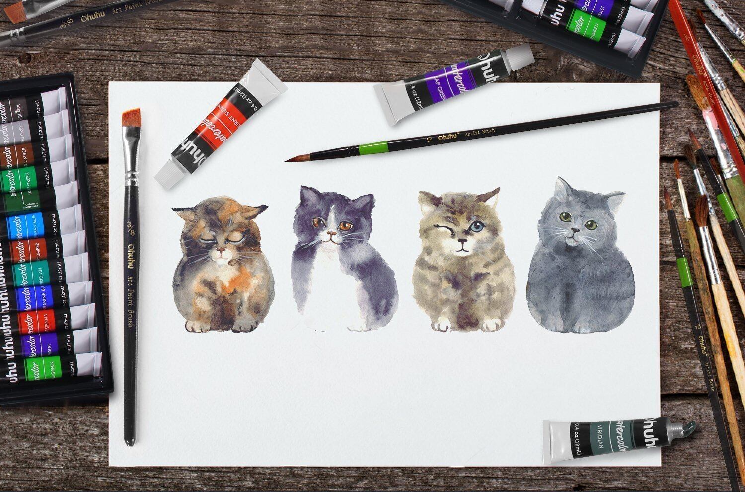 在庫処分】Ohuhu 水彩絵の具セット 24色 6本水彩筆 絵の具 絵具 水彩画