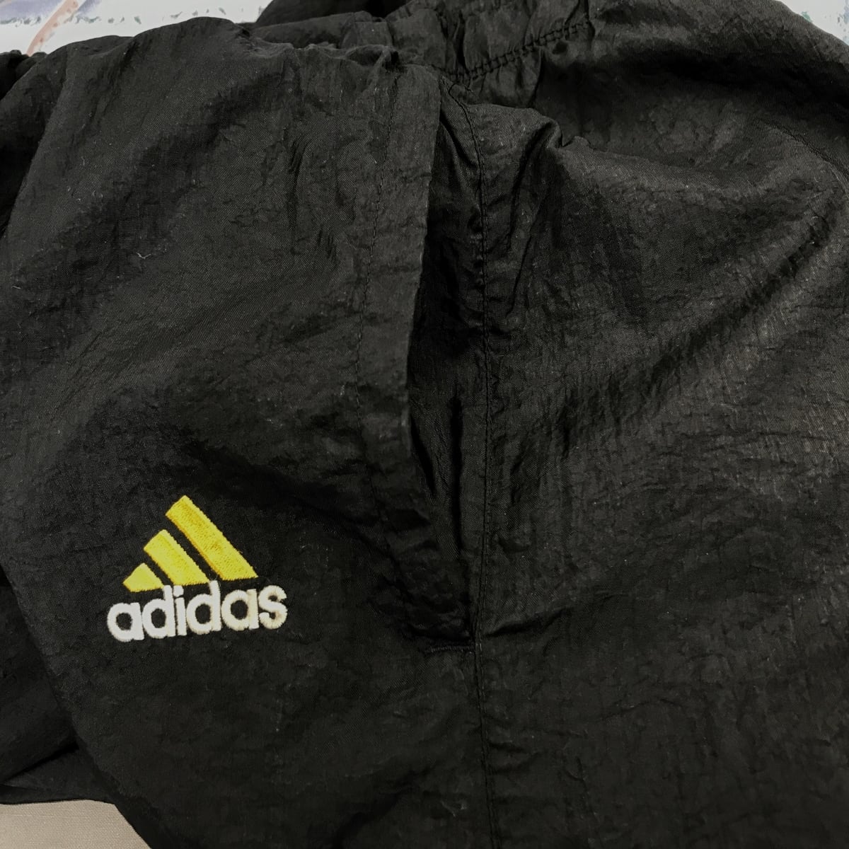 90s 万国旗タグ Adidas ナイロンパンツ ブラック