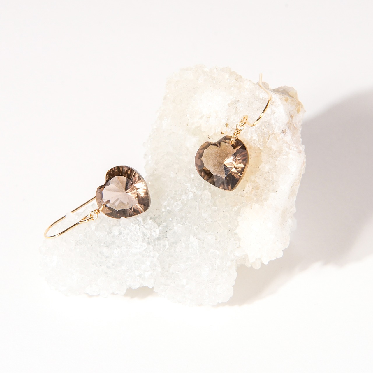 【スモーキークォーツ】ハート ピアス・イヤリング