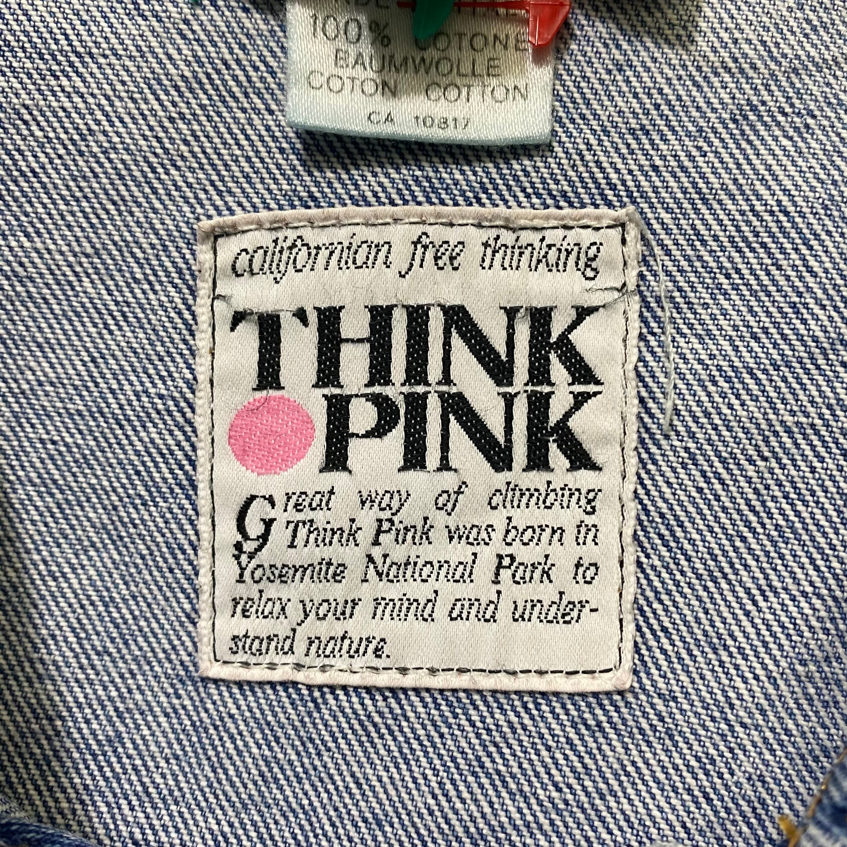 vintage THINK PINK logo embroidery denim jacket | NOIR ONLINE