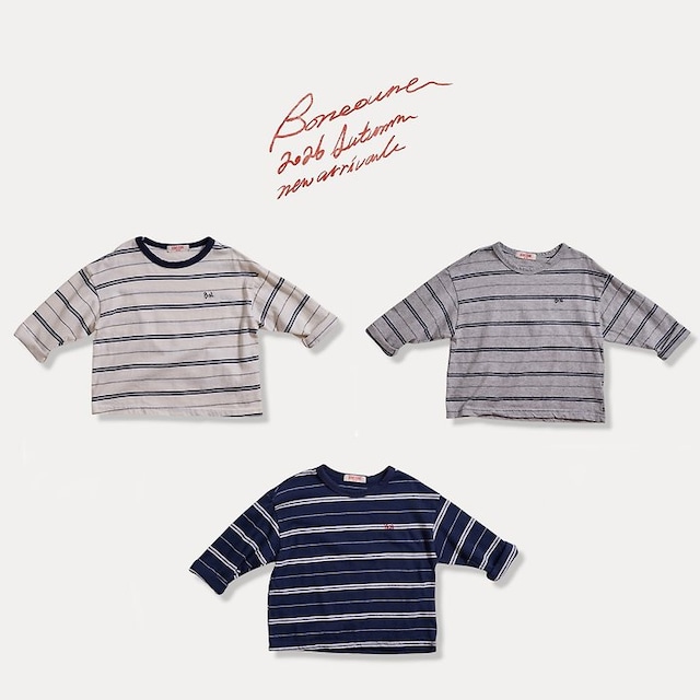 【取寄】boneoune|origin stripe long sleeve tee|オリジンボーダー長袖T|XS-JL|kids&jr|26 autumn