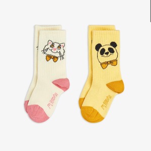 mini rodini CAT & PANDA 2-PACK SOCKS【8-10cm】