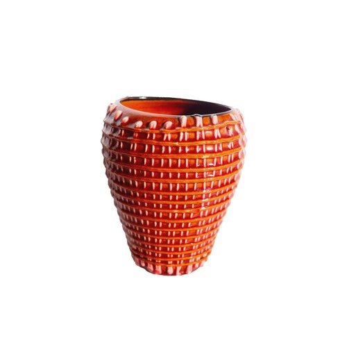 (6)Handmade Ceramic Border & Stripe Vase