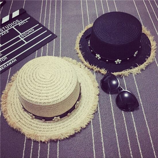 Flowerデザイン サマートップス スタイルスプリング 帽子 春物 夏物 ビーチ フラワーデザイン ヨーロピアン ブラック・アイド・ピーズ33395165624