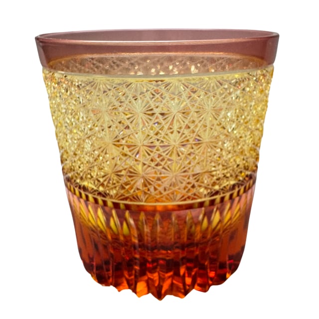 門脇硝子 アンバークリスタル 籠目 ペア 冷茶グラス 箱付き/ブルー