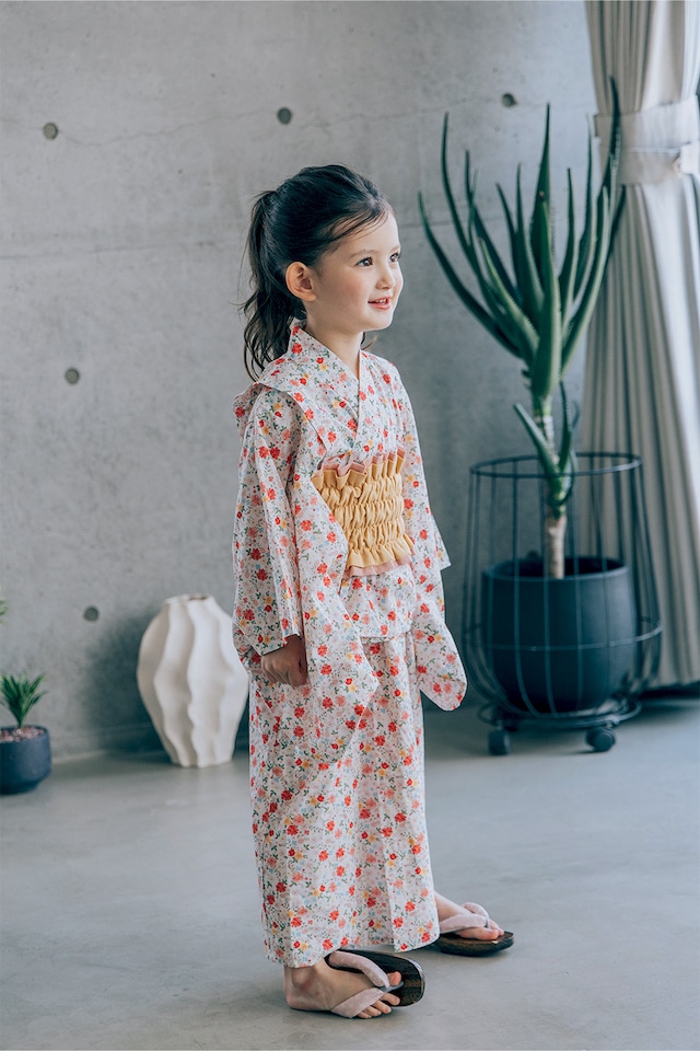 【3点set】YUKATA long dress〈pink flower〉