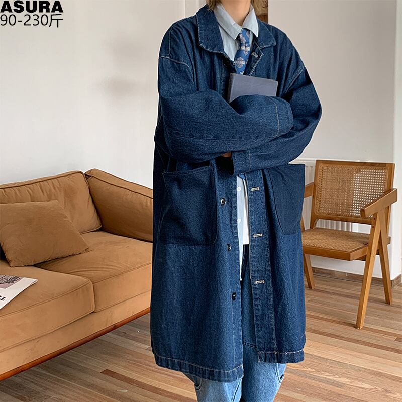 ロングルーズジャケット スプリングスタンダード レトロ 大きめサイズ 春物 ASURAプラスサイズメンズ45482885128