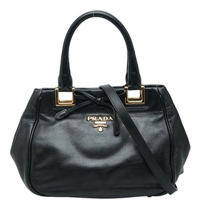 プラダ ハンドバッグ 2WAY ショルダーバッグ ブラック ゴールド レザー レディース PRADA 【中古】
