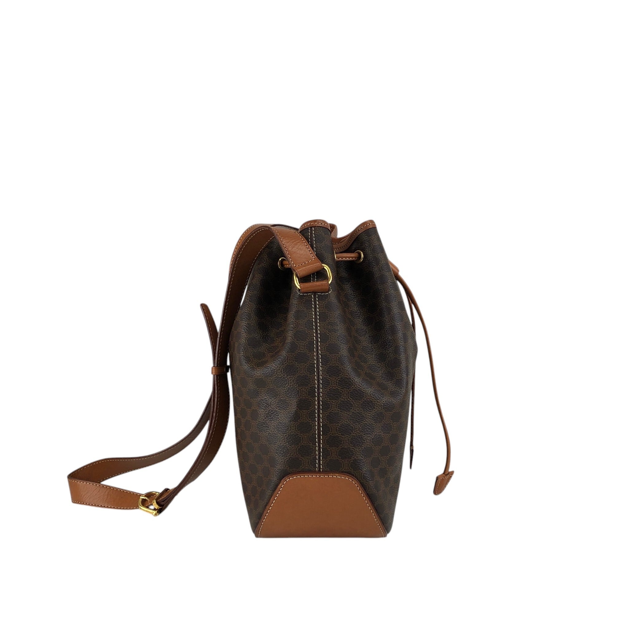 CELINE セリーヌ マカダム ショルダーバッグ ブラウン PVC 巾着