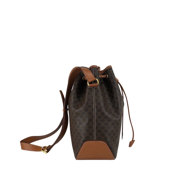 CELINE セリーヌ マカダム ショルダーバッグ ブラウン PVC 巾着 vintage ヴィンテージ オールド wskrpv